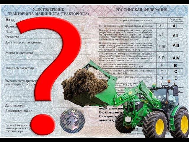 Тракторные права — расшифровка категорий и как получить?