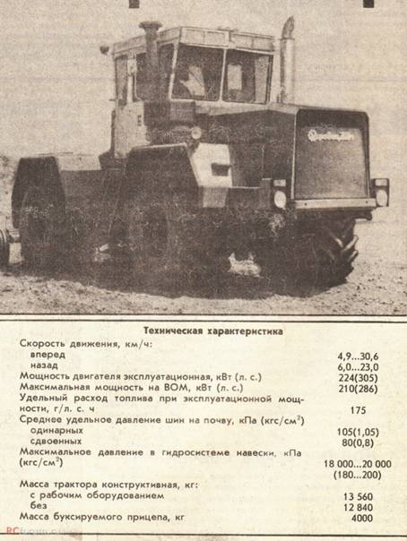 Технические характеристики трактора к 700