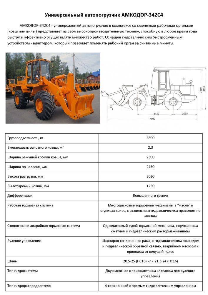 ✅ погрузчик амкодор 342в технические характеристики - tractoramtz.ru