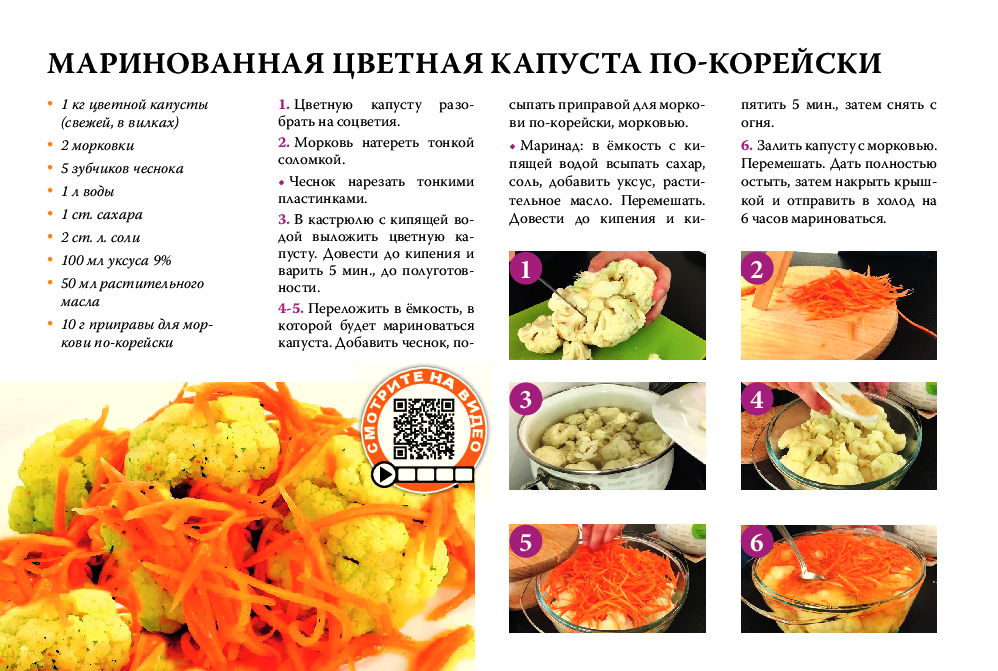 Рецепты быстрого приготовления маринованной цветной капусты по-корейски на зиму