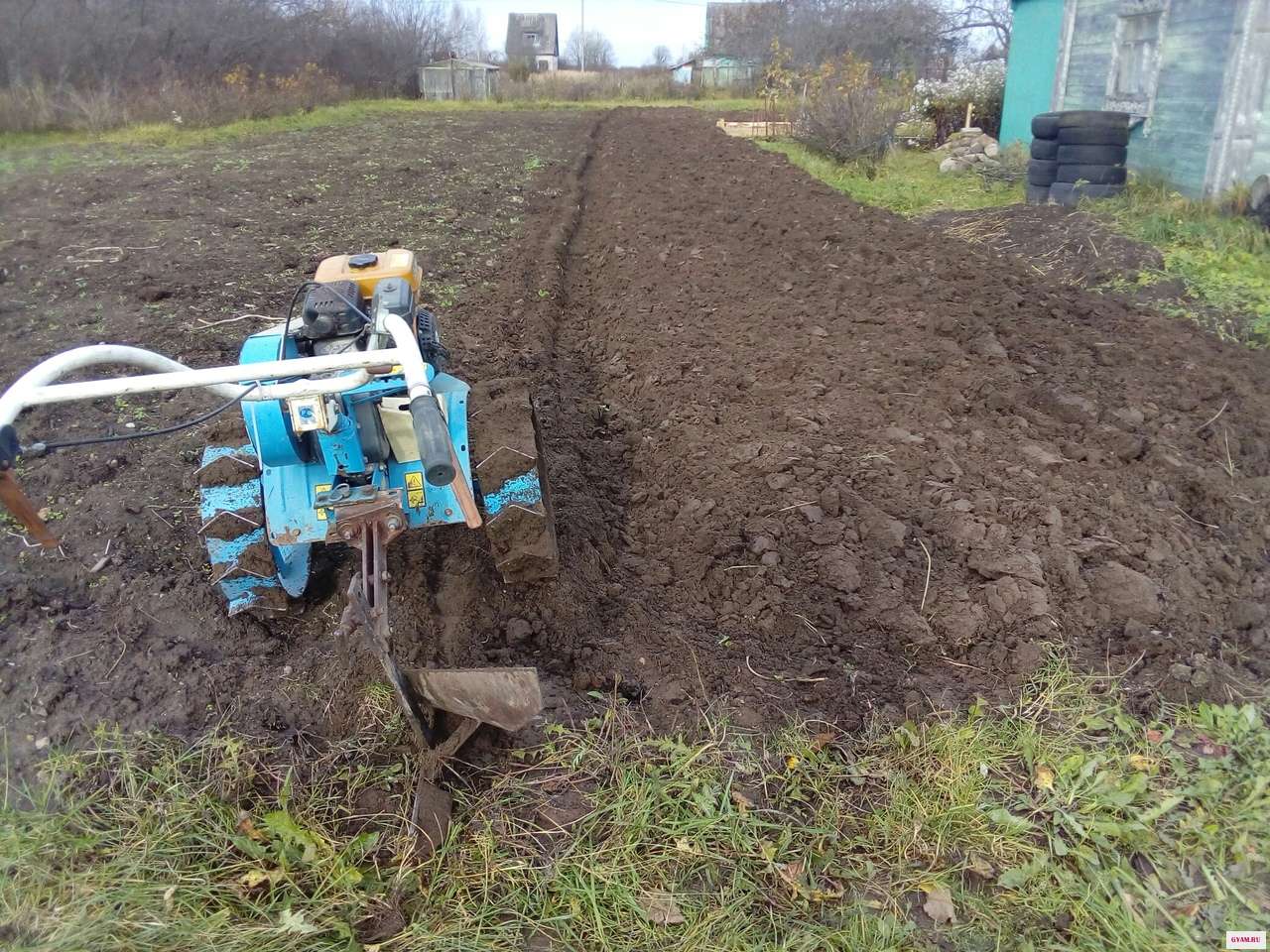 Мотоблок Нева вспашка фрезами