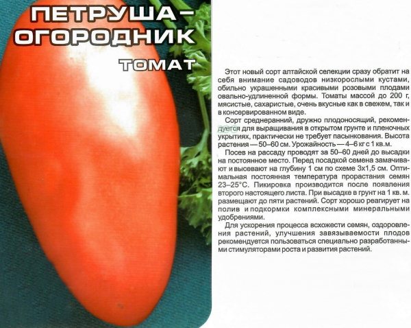 Томат петруша огородник: описание и характеристика сорта, особенности выращивания, отзывы, фото