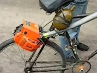 Как поставить двигатель от бензопилы на велосипед