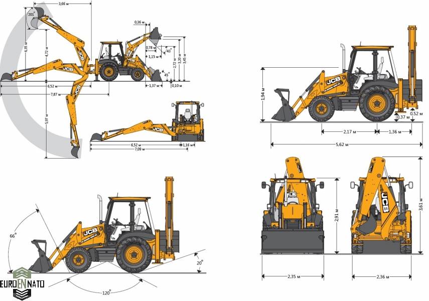 Экскаватор погрузчик jcb 3cx чертеж dwg