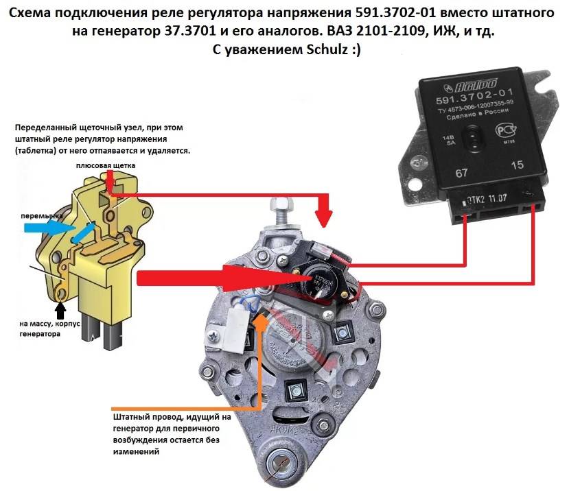 Как делать ремонт генератора УАЗ и схема подключения реле