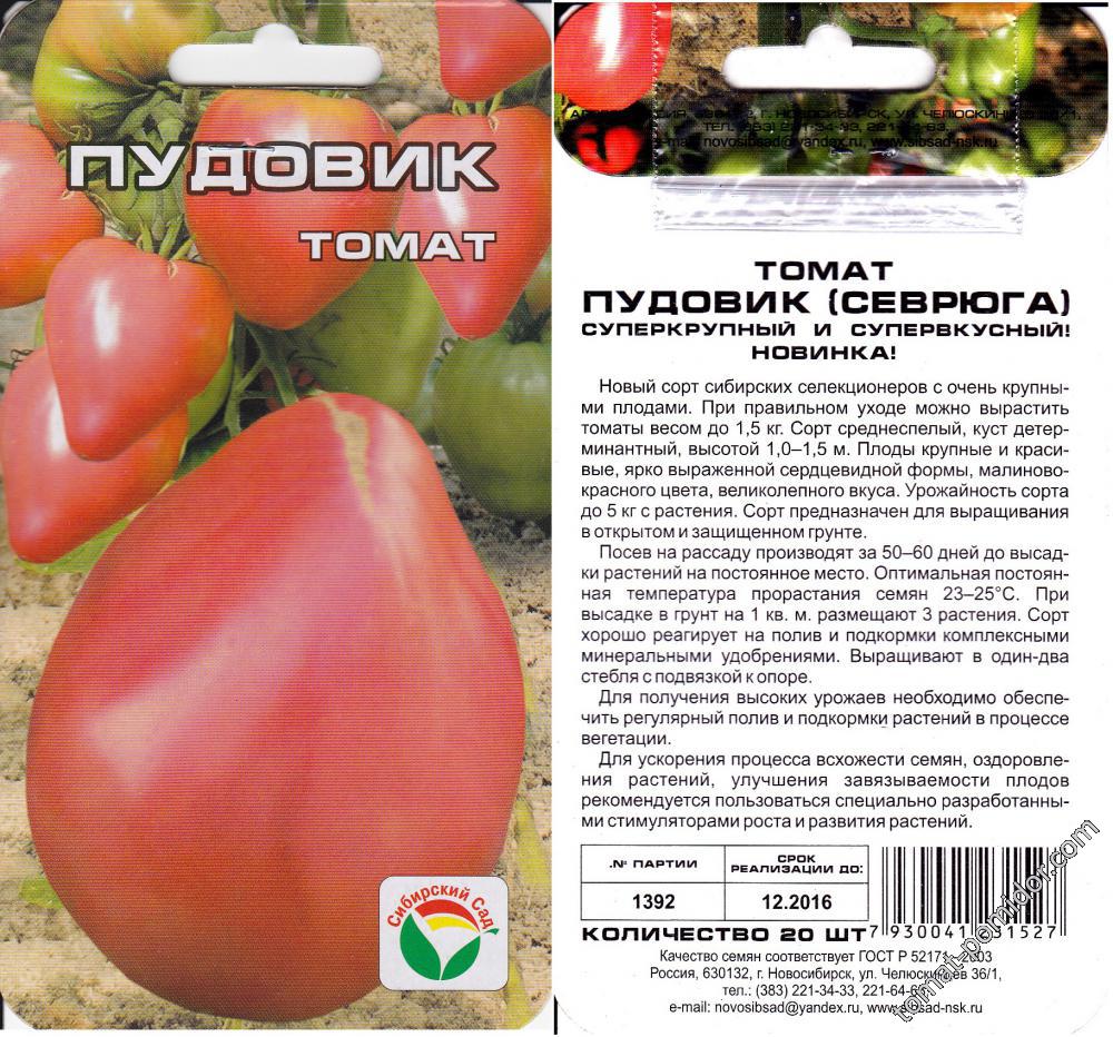 Томат пудовик (севрюга) – характеристика и описание сорта, фото, урожайность, достоинства, отзывы