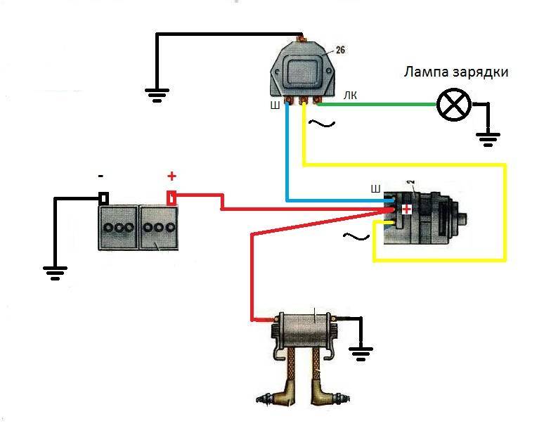 Схема подключения реле зарядки и генератора на мотоцикле урал