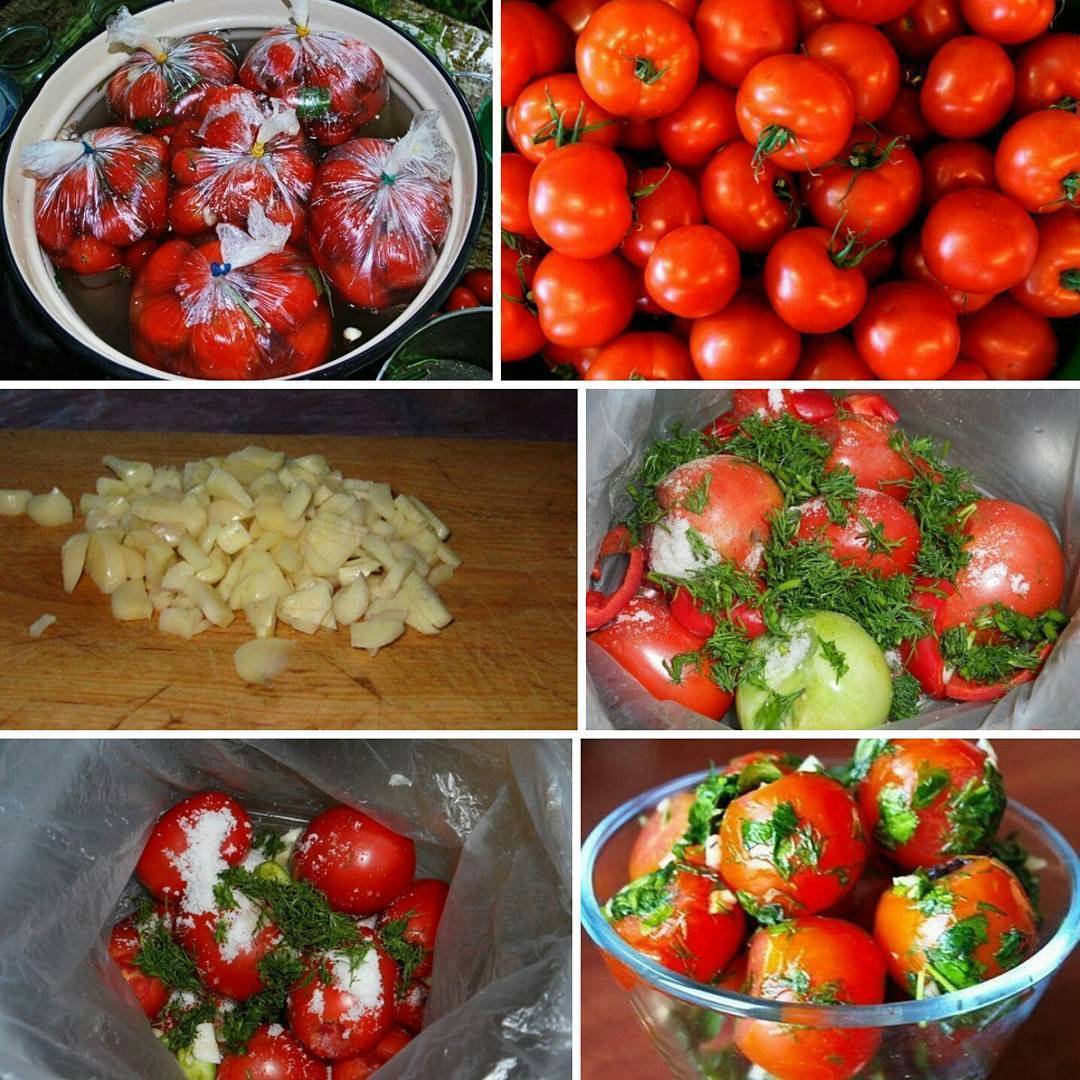 Малосольные помидоры с чесноком