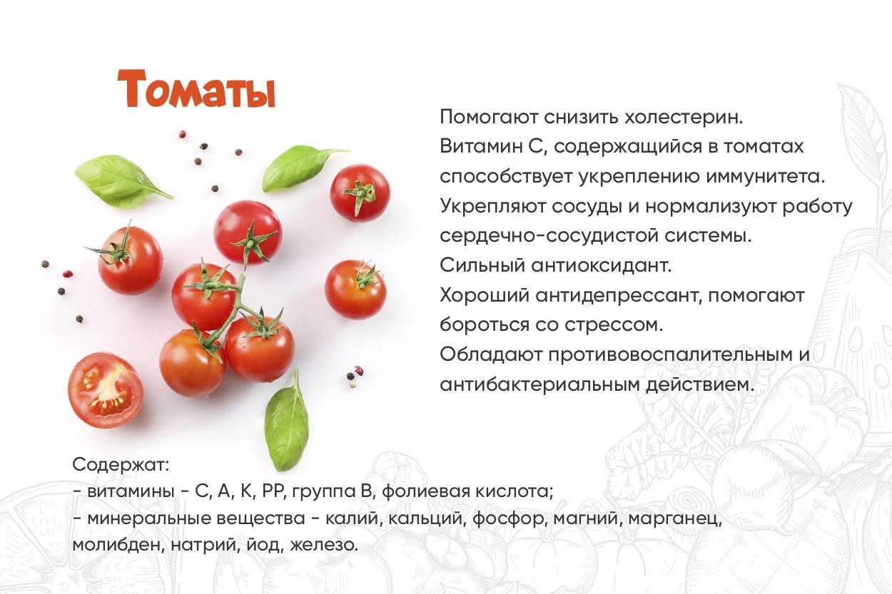 Какие витамины и микроэлементы содержатся в помидорах и чем они полезны