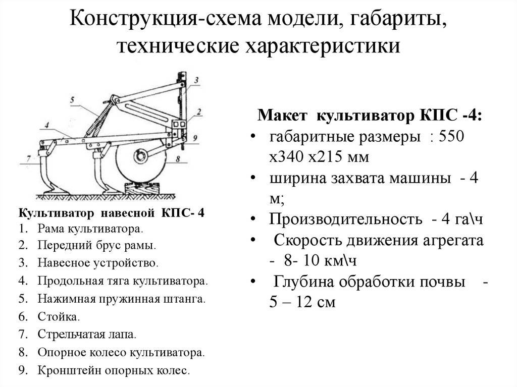 ✅ культиватор кпс-4: технические характеристики и устройство - спецтехника52.рф