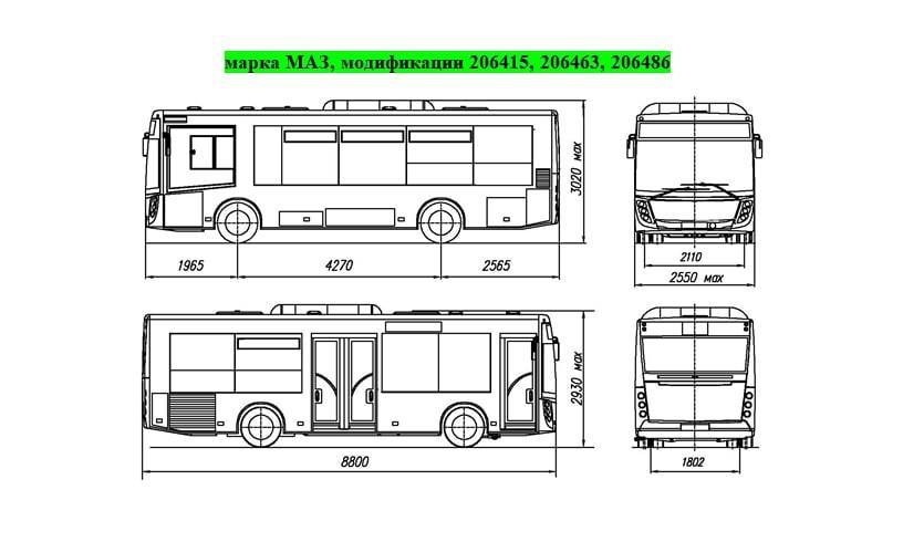Автобус маз схема