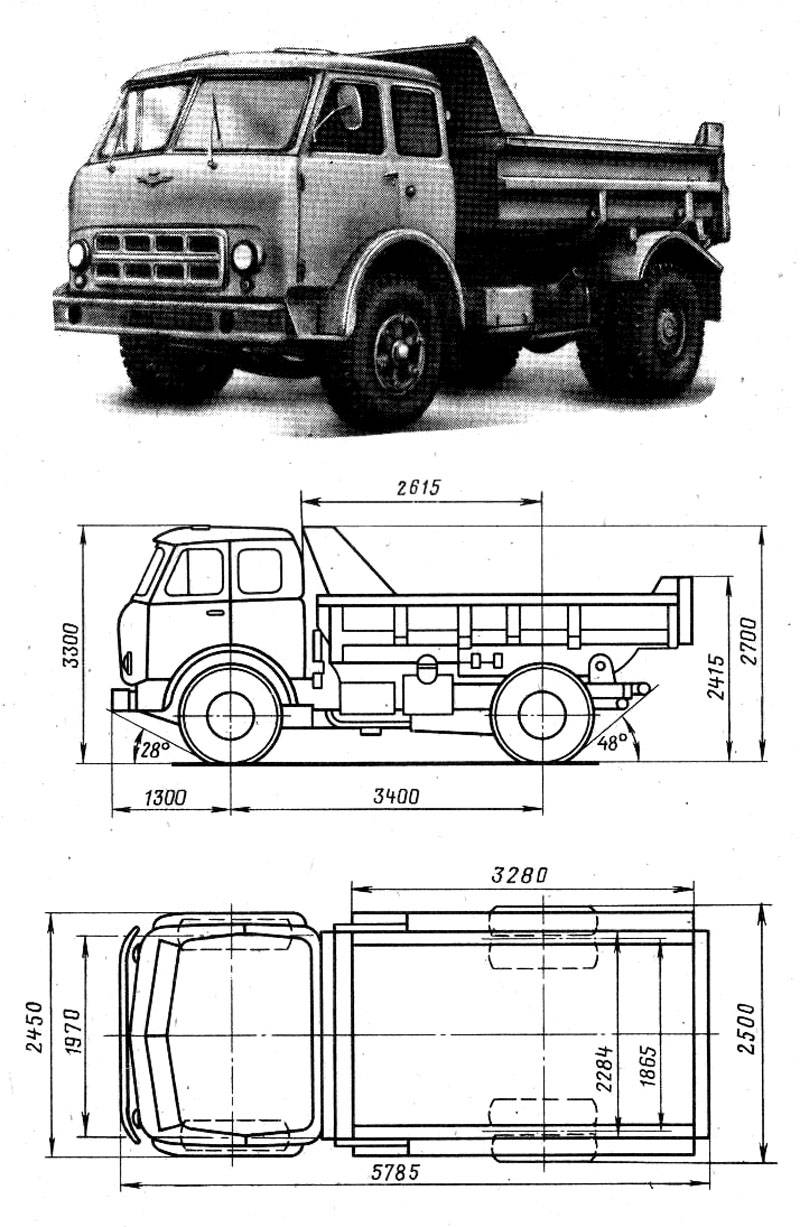Маз чертеж самосвал