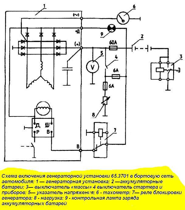 Схема подключения генератора маз