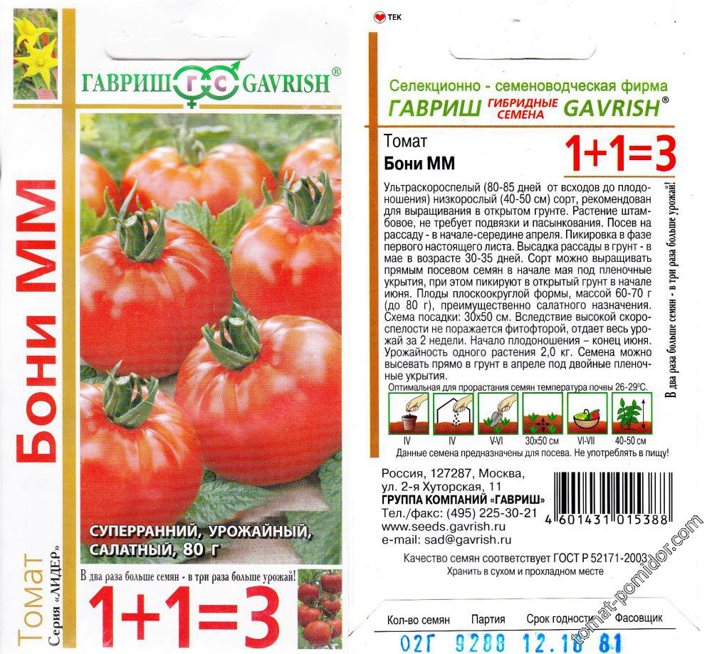 Описание сорта томата Бони ММ, его характеристика и урожайность