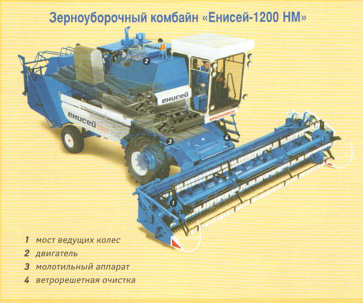 Зерноуборочный комбайн енисей 1200. технические характеристики и модификации.