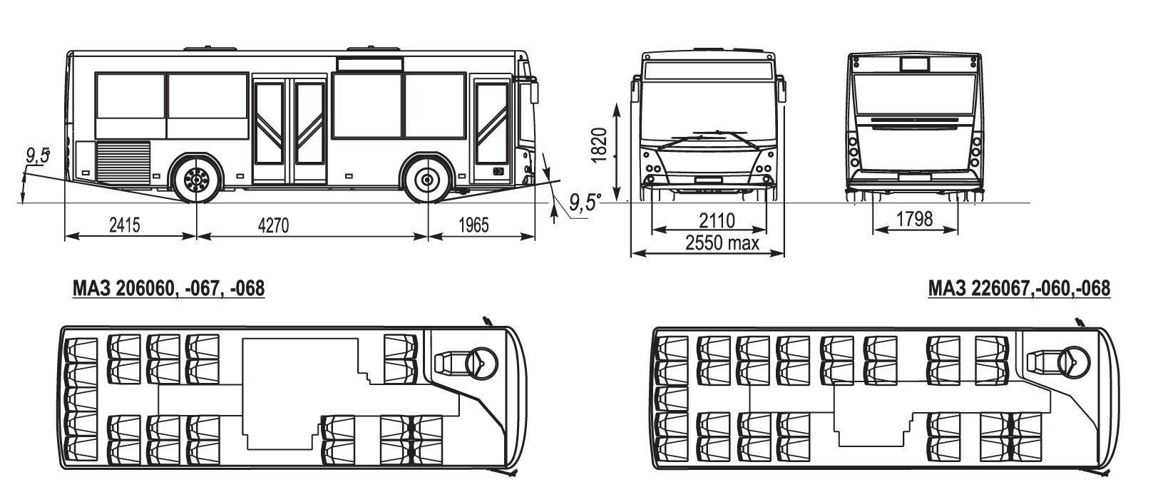 Технические характеристики и варианты комплектаций автобуса маз-103